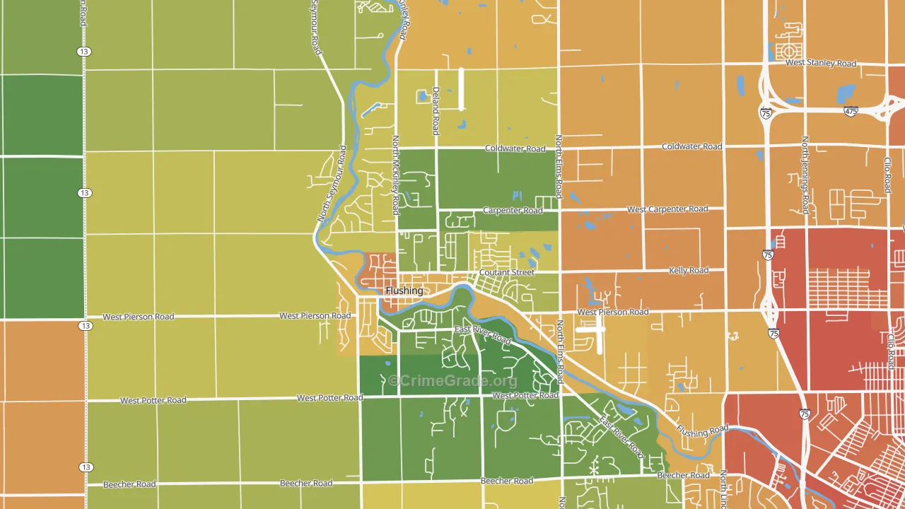 Flushing, MI Map of Burglary Rates