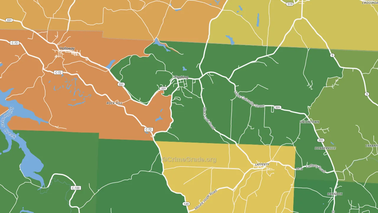 Flushing, OH Map of Burglary Rates