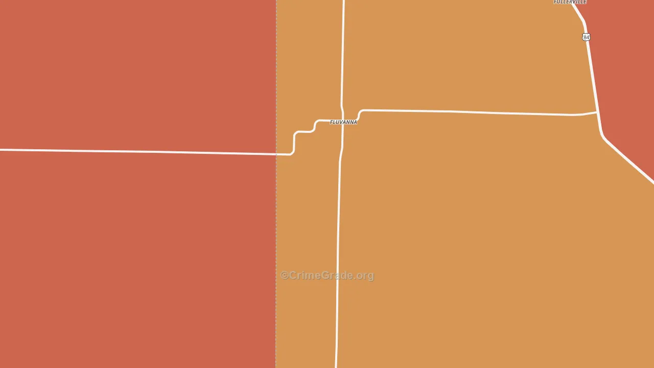 Fluvanna, TX Map of Burglary Rates