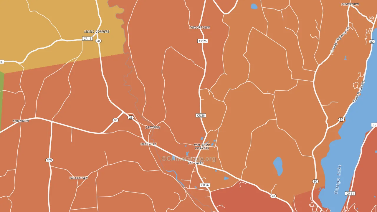 Fly Creek, NY Map of Burglary Rates