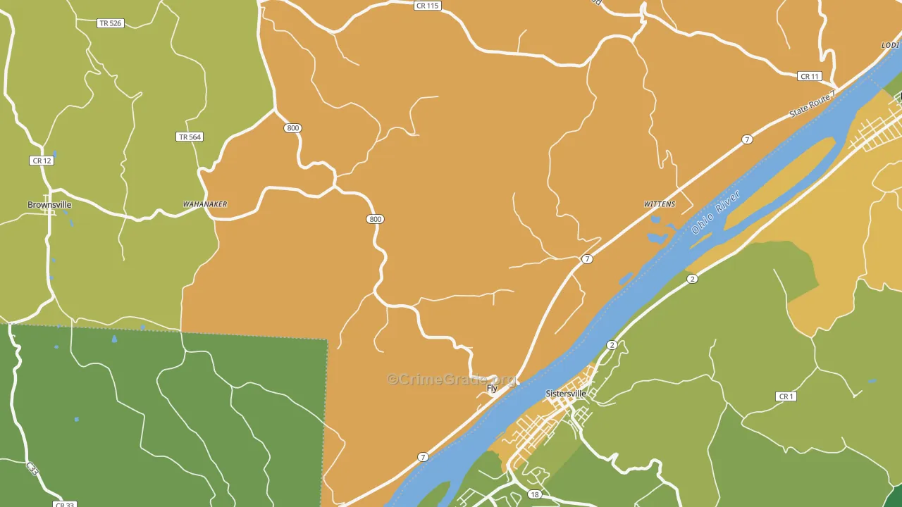 Fly, OH Map of Burglary Rates