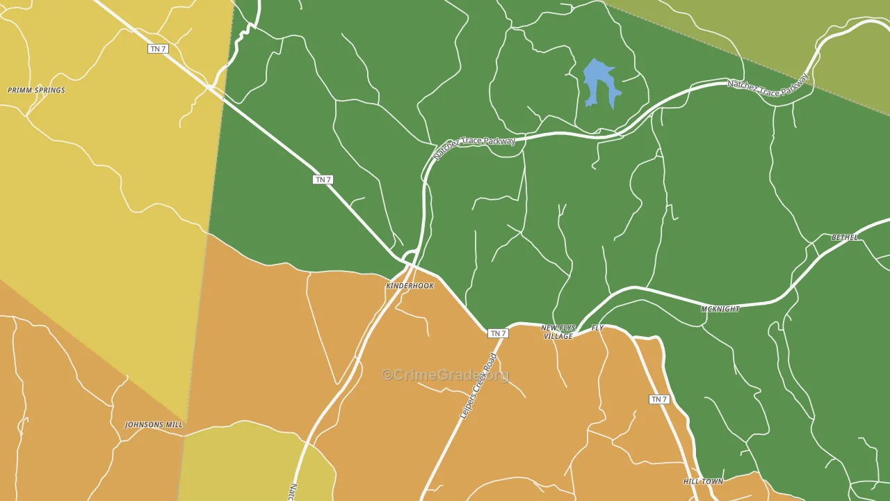 Fly, TN Map of Burglary Rates