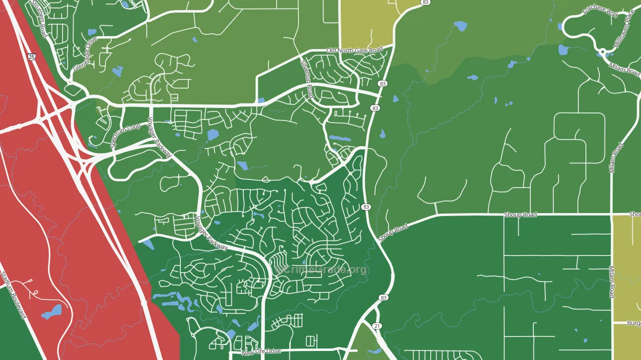Flying Horse, Colorado Springs, CO Map of Burglary Rates