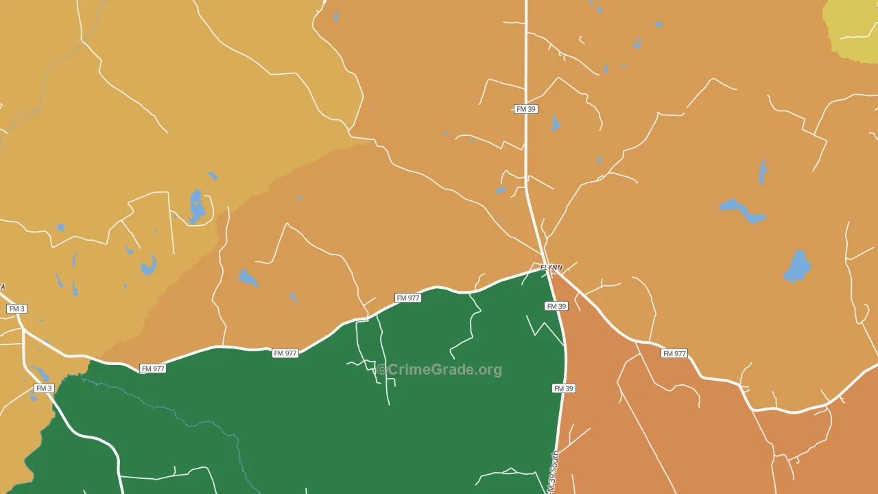 Flynn, TX Map of Burglary Rates