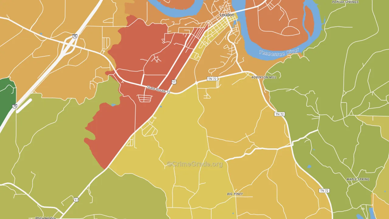 Fochee, TN Map of Burglary Rates