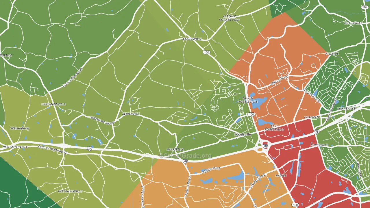 Fogelsville, PA Map of Burglary Rates