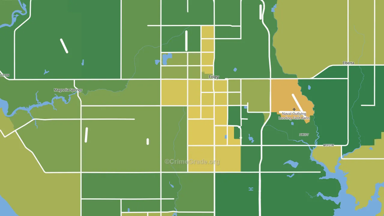 Foley, AL Map of Burglary Rates