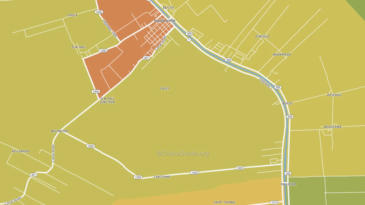 Foley, LA Map of Burglary Rates