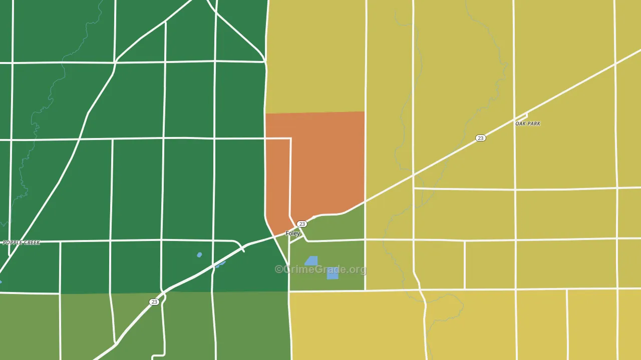 Foley, MN Map of Burglary Rates