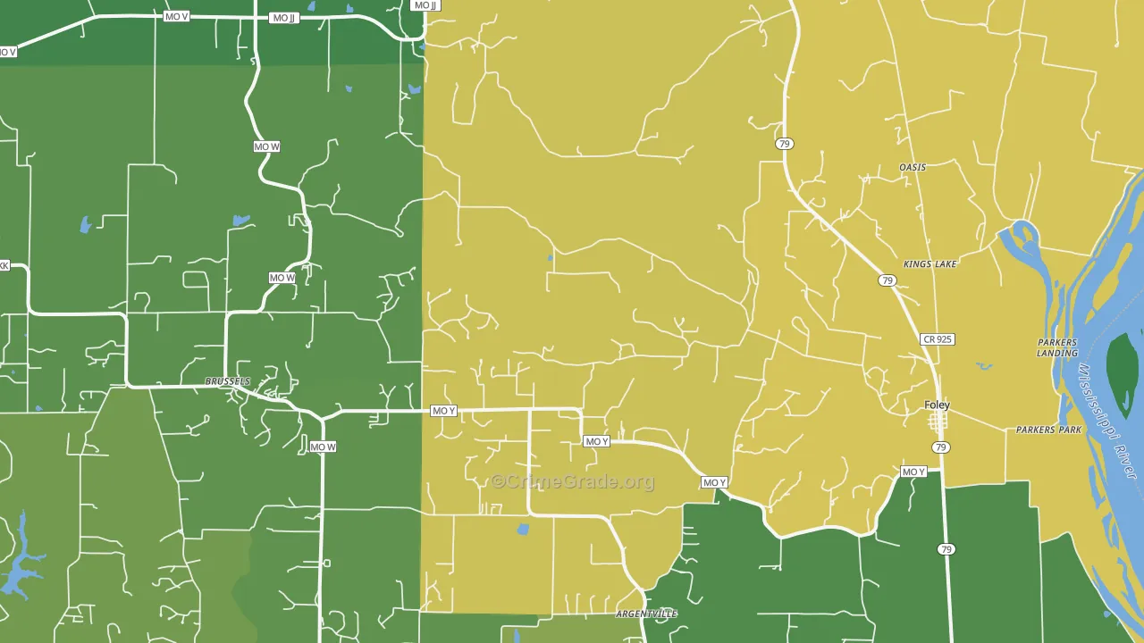 Foley, MO Map of Burglary Rates