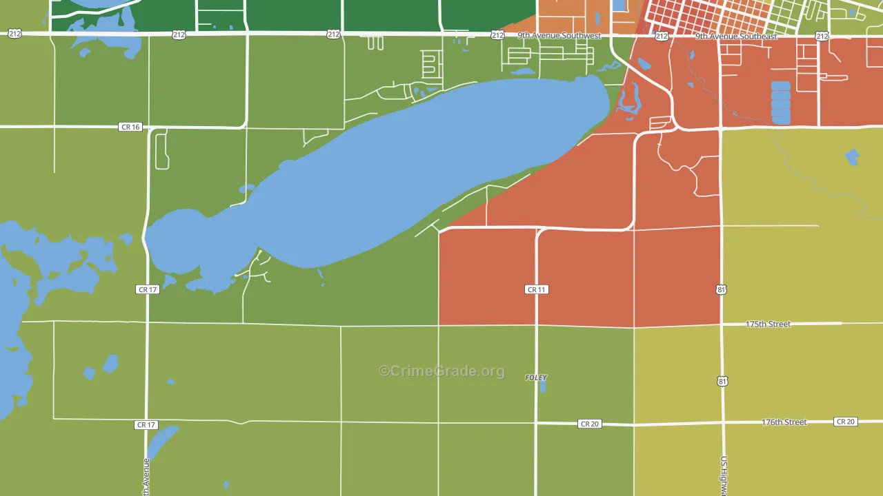 Foley, SD Map of Burglary Rates