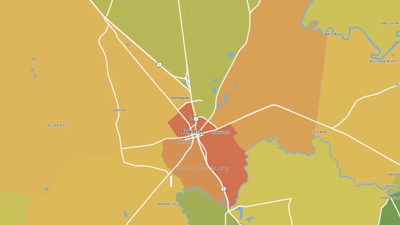 Folkston, GA Map of Burglary Rates