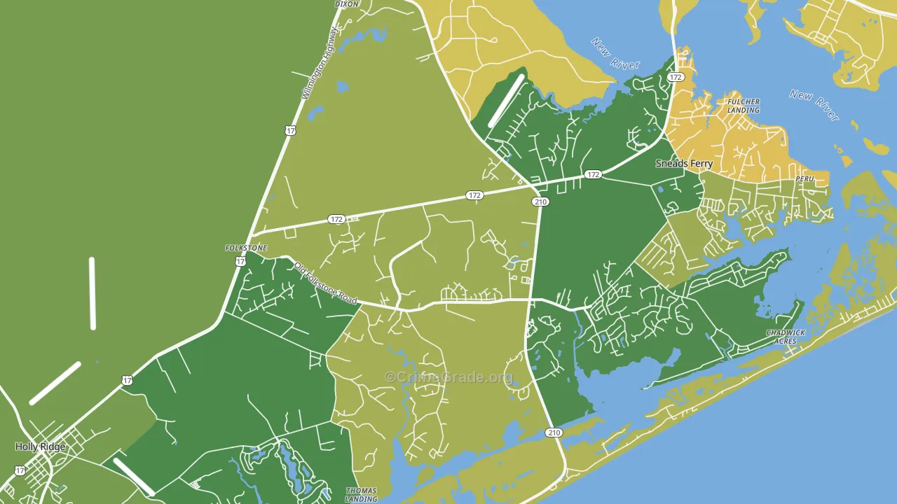 Folkstone, NC Map of Burglary Rates