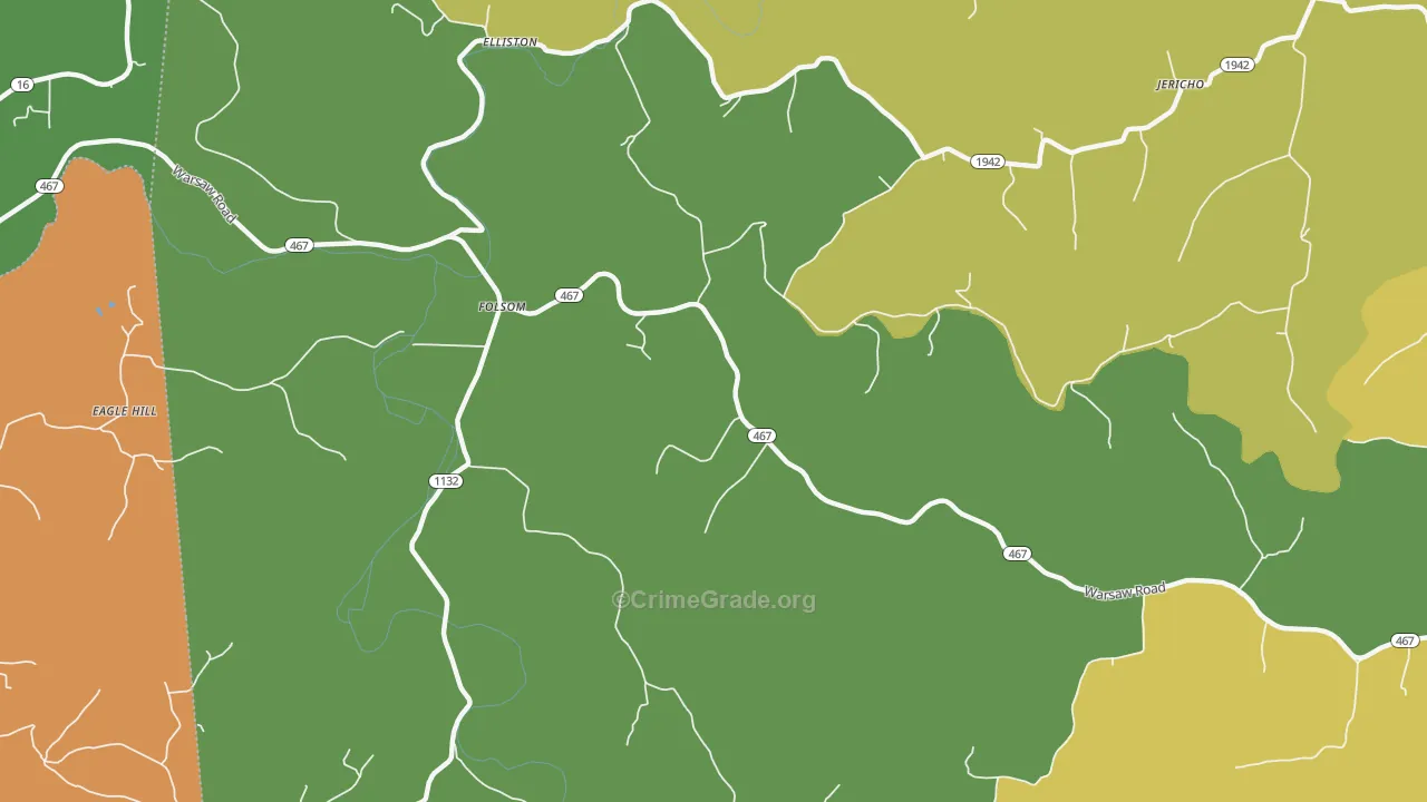 Folsom, KY Map of Burglary Rates