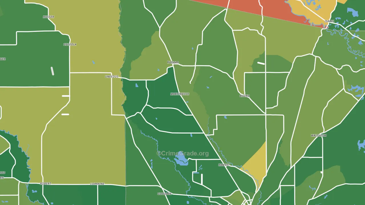 Folsom, LA Map of Burglary Rates