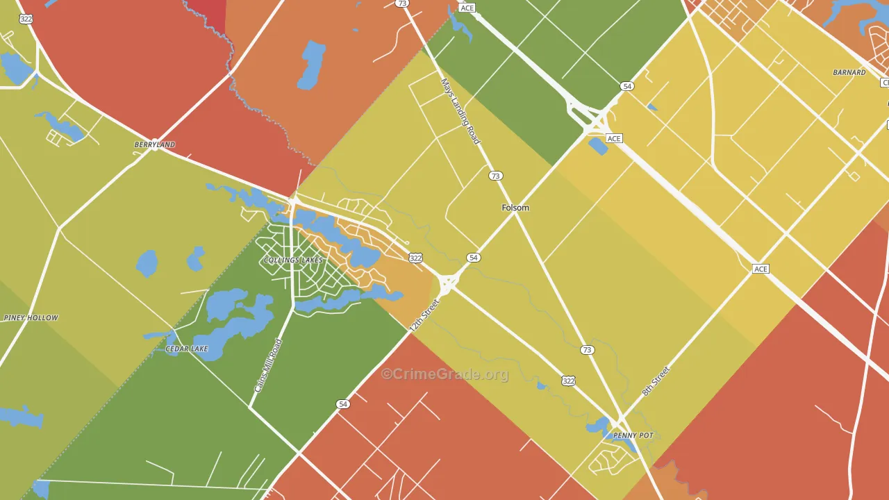 Folsom, NJ Map of Burglary Rates