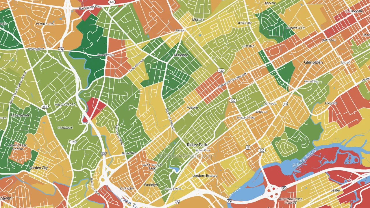 Folsom, PA Map of Burglary Rates