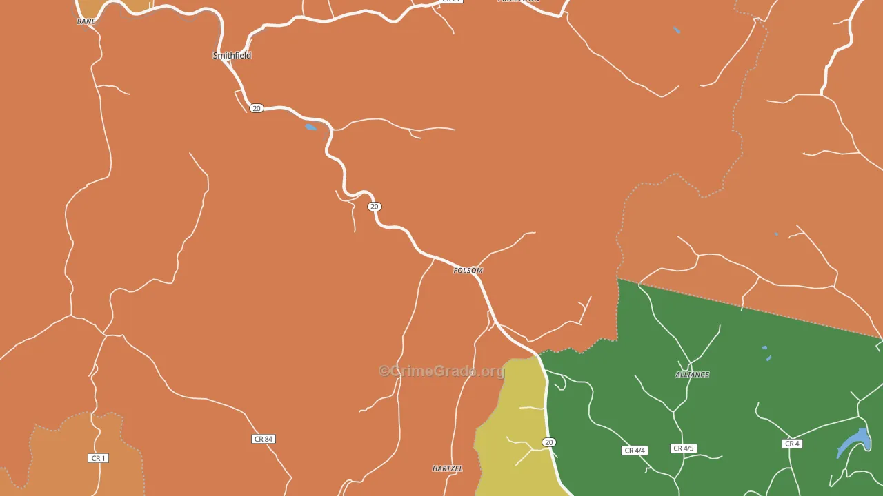 Folsom, WV Map of Burglary Rates