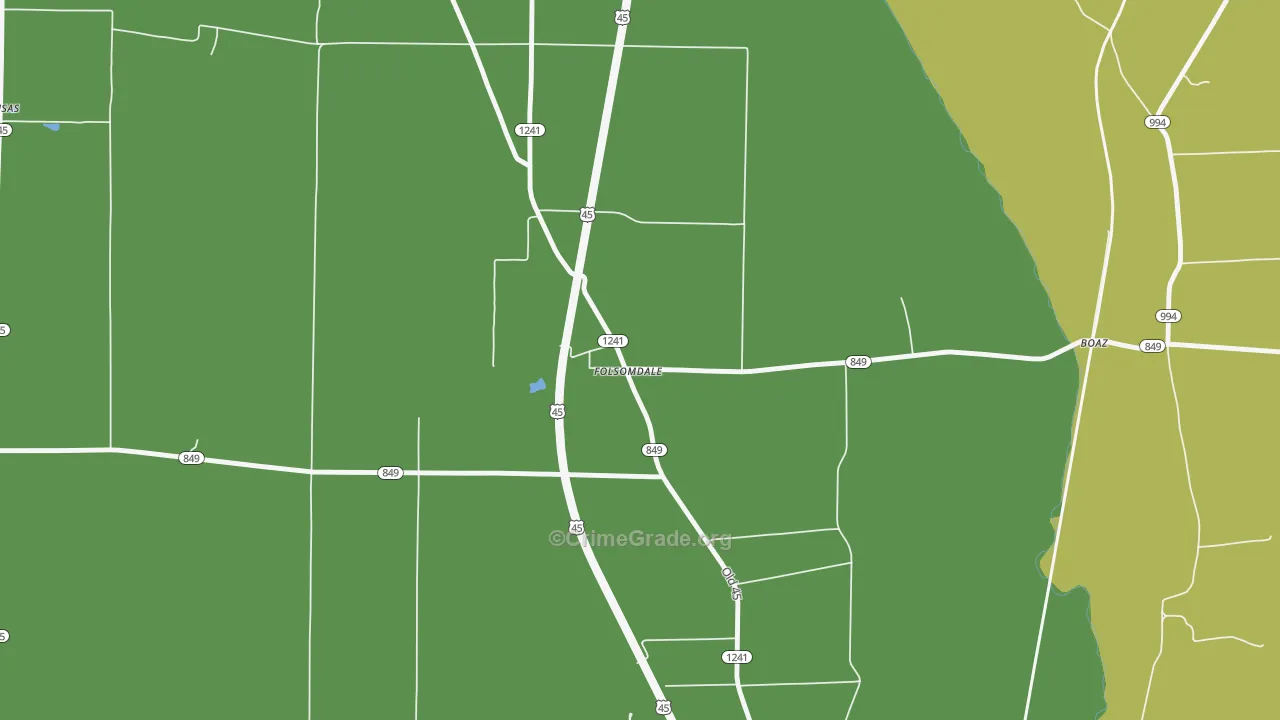 Folsomdale, KY Map of Burglary Rates
