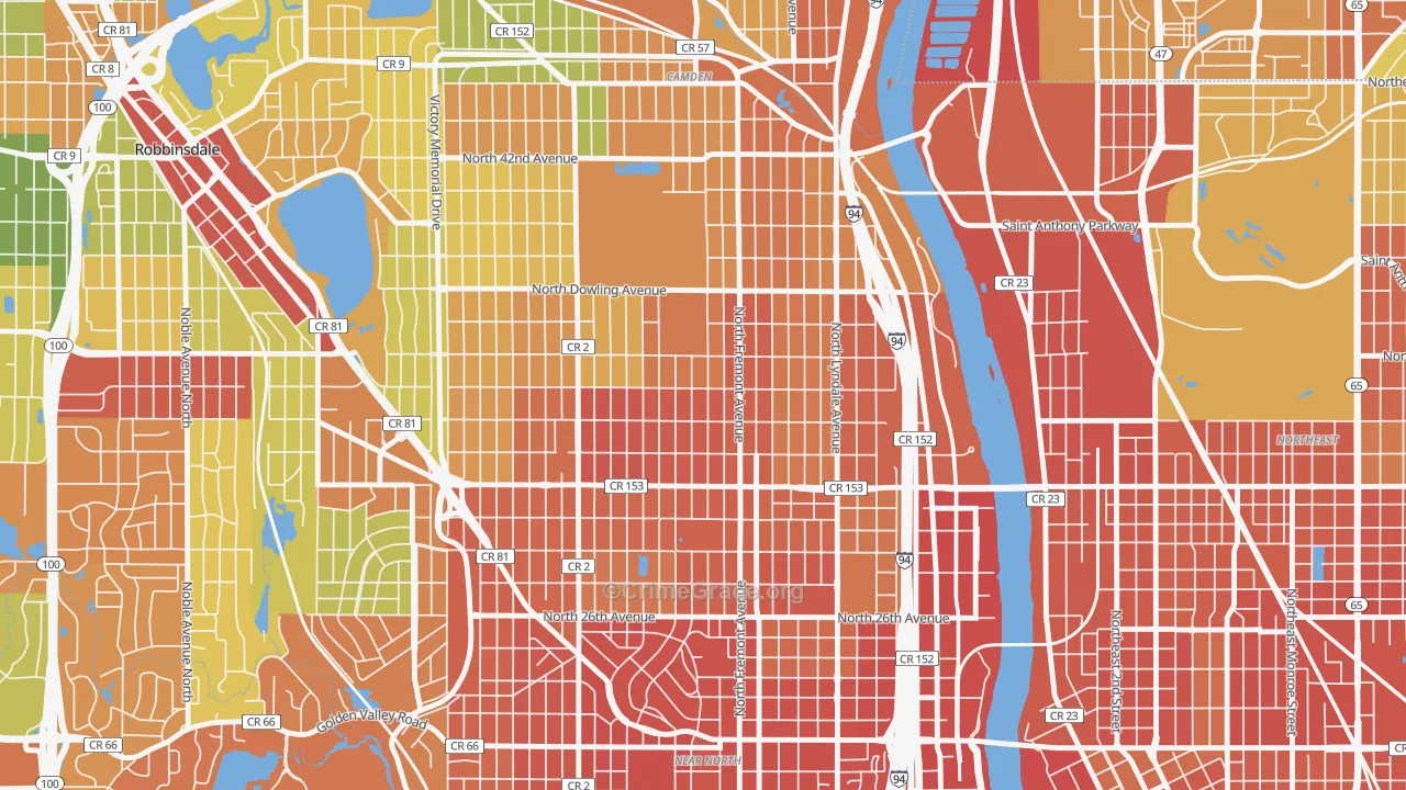 Folwell, Minneapolis, MN Map of Burglary Rates