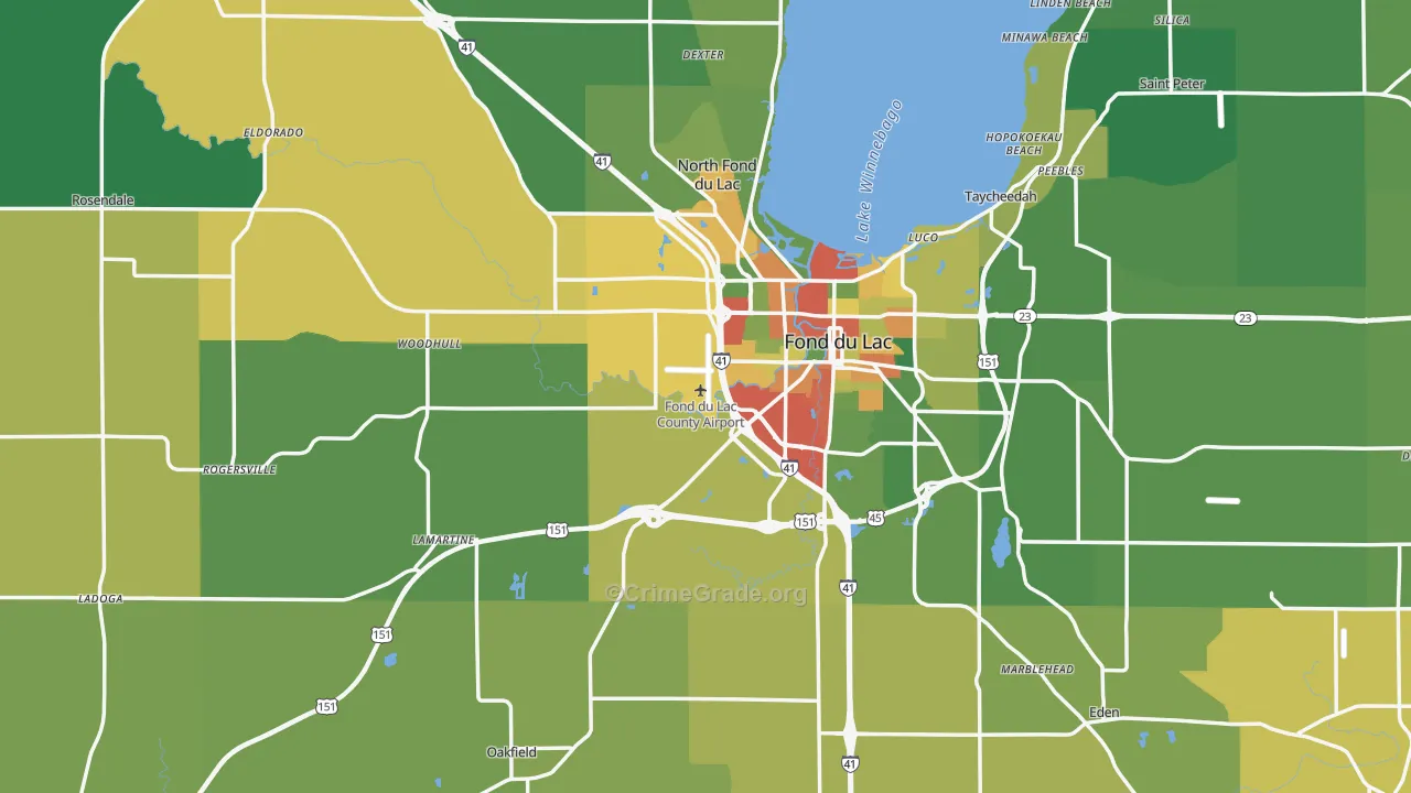 Fond du Lac County, WI Map of Burglary Rates