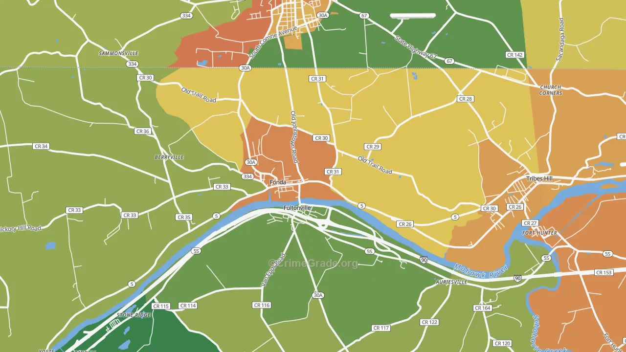Fonda, NY Map of Burglary Rates