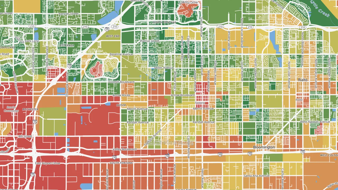Fontana, CA Map of Burglary Rates