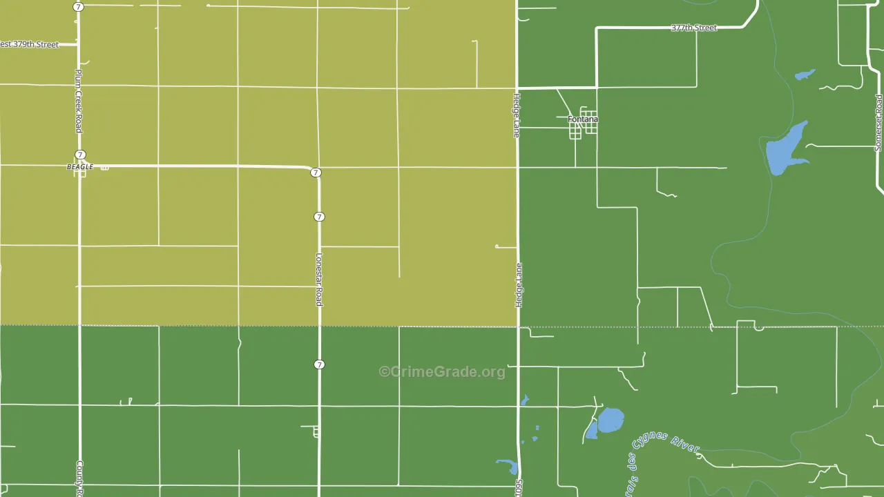 Fontana, KS Map of Burglary Rates
