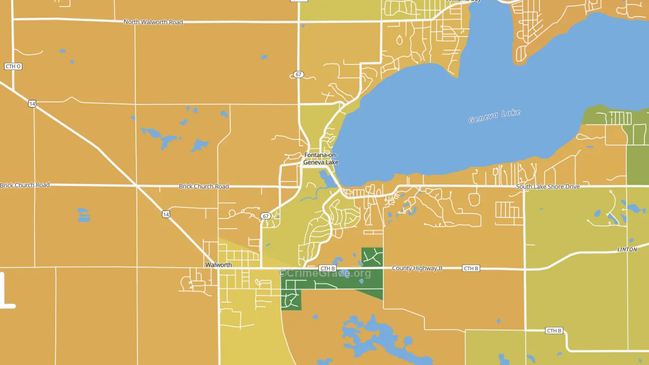 Fontana-on-Geneva Lake, WI Map of Burglary Rates