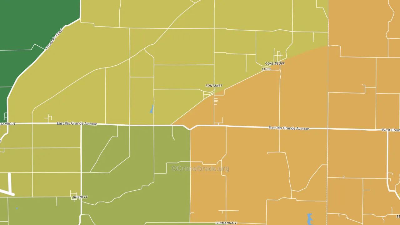 Fontanet, IN Map of Burglary Rates
