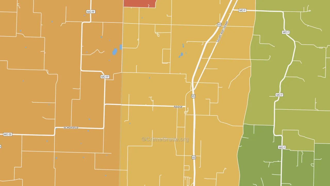 Foose, MO Map of Burglary Rates