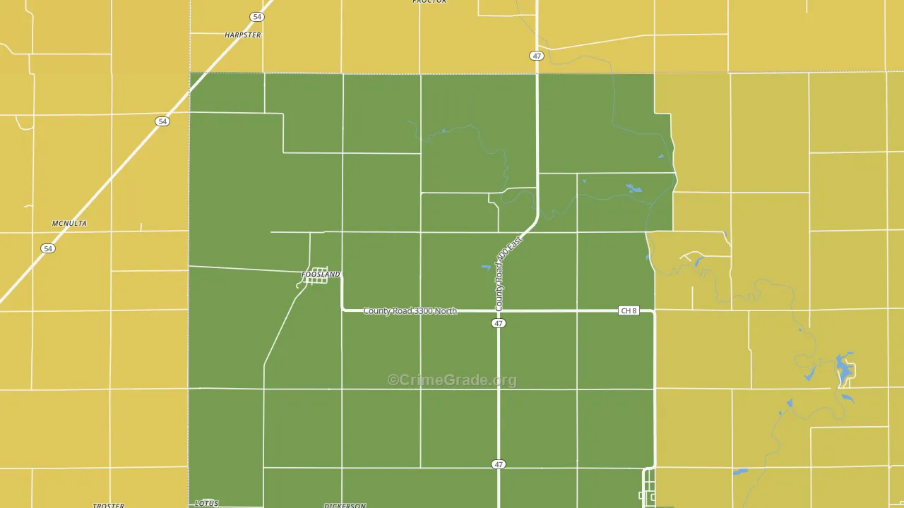 Foosland, IL Map of Burglary Rates
