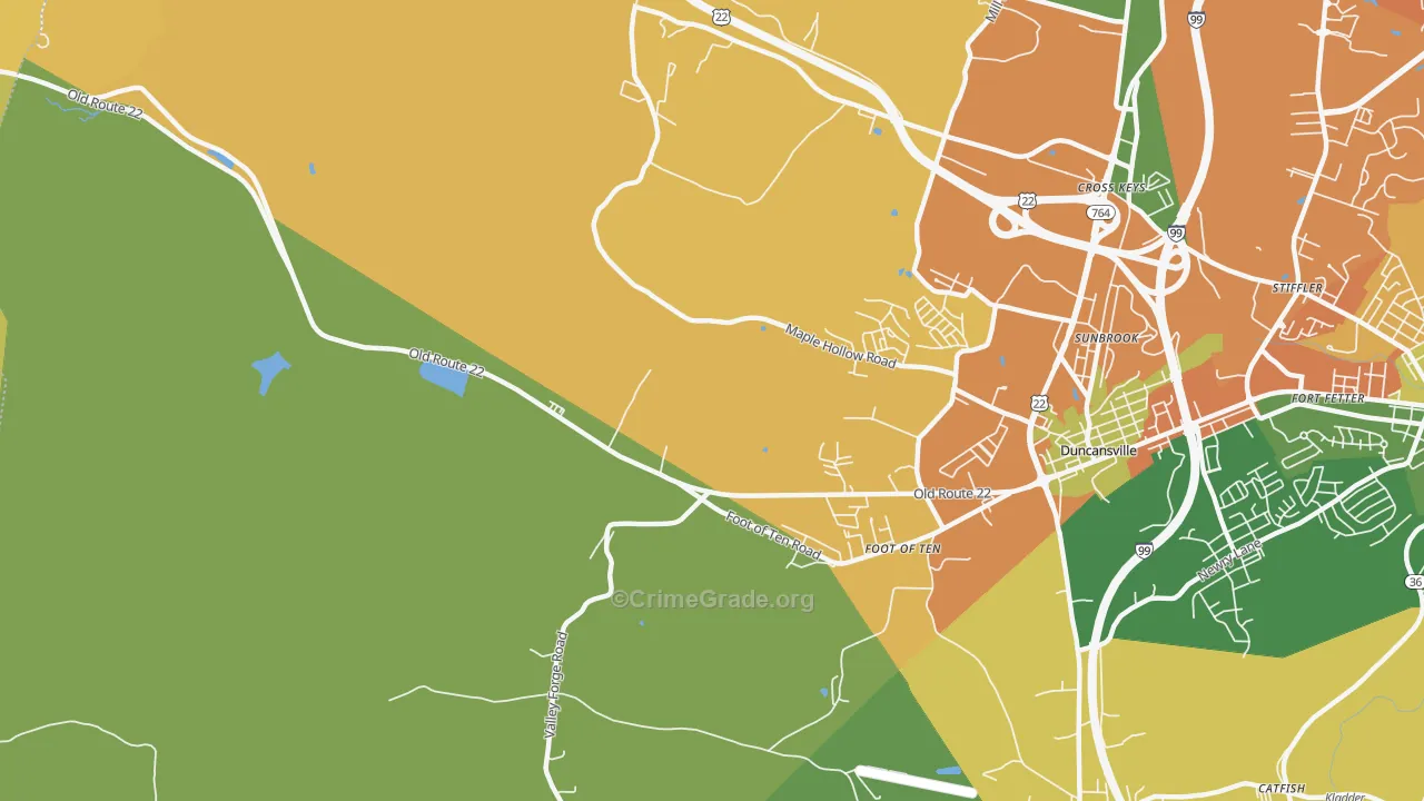 Foot of Ten, PA Map of Burglary Rates