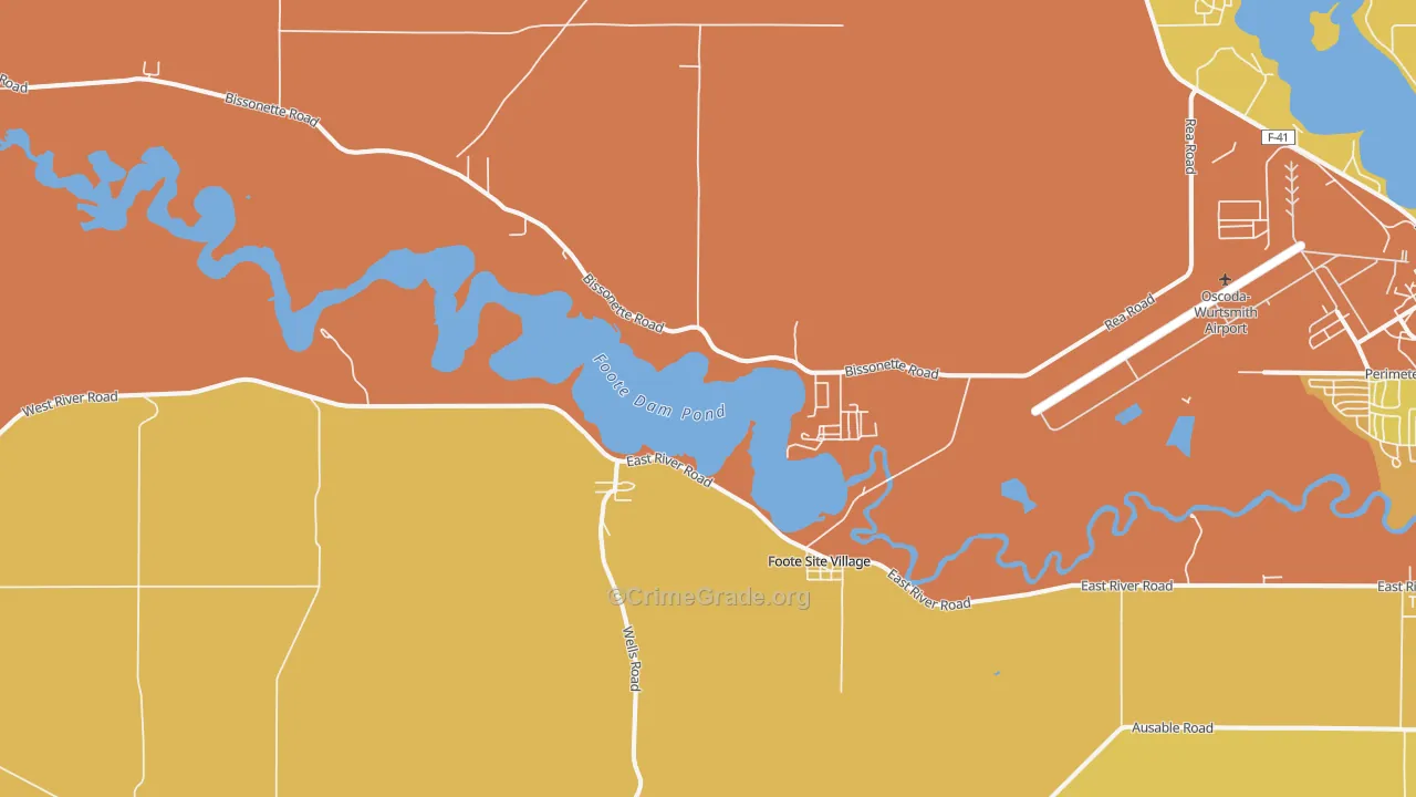 Foote Site Village, MI Map of Burglary Rates