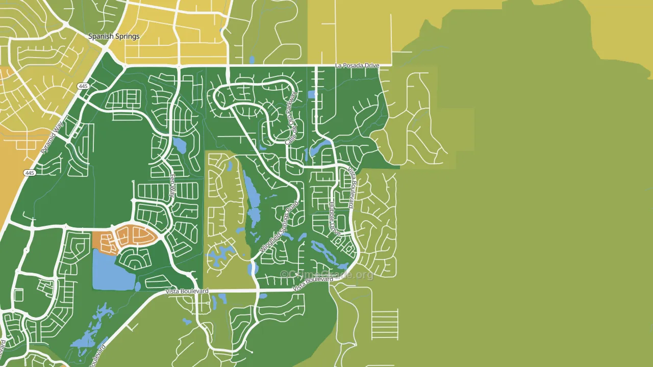 Foothill Meadows, Sparks, NV Map of Burglary Rates