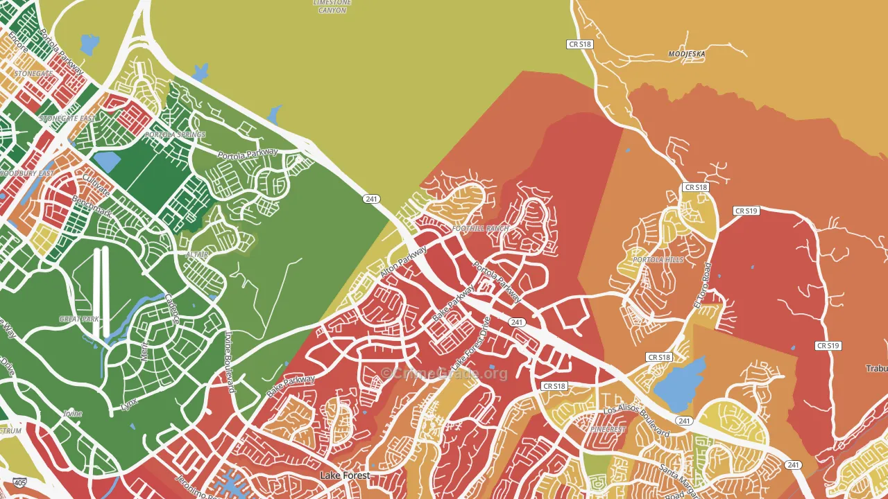 Foothill Ranch, CA Map of Burglary Rates