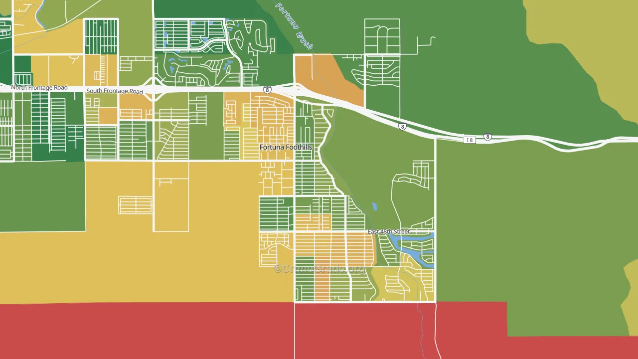 Foothills, Fortuna Foothills, AZ Map of Burglary Rates