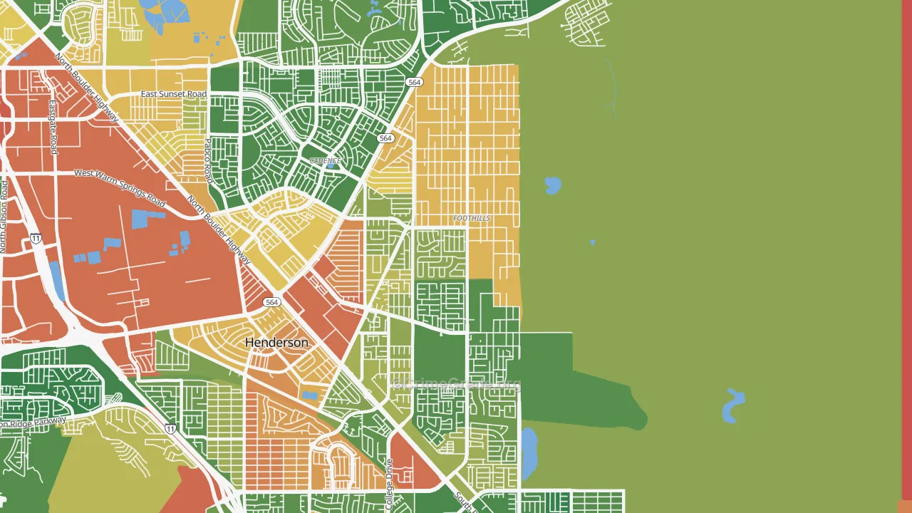 Foothills, Henderson, NV Map of Burglary Rates
