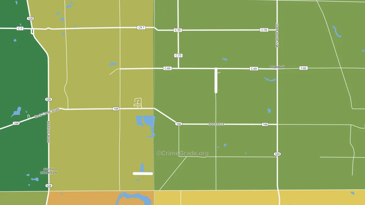 Footville, OH Map of Burglary Rates