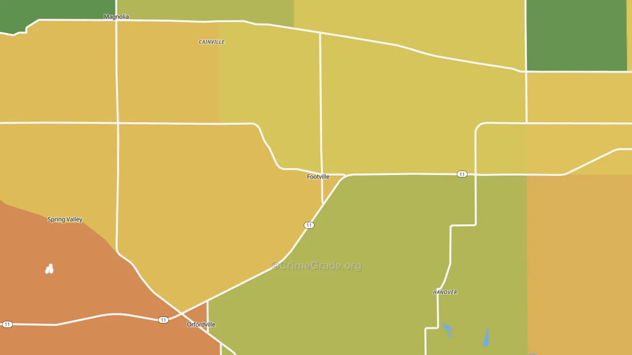 Footville, WI Map of Burglary Rates