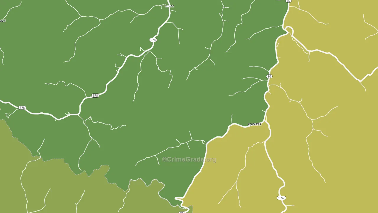 Foraker, KY Map of Burglary Rates
