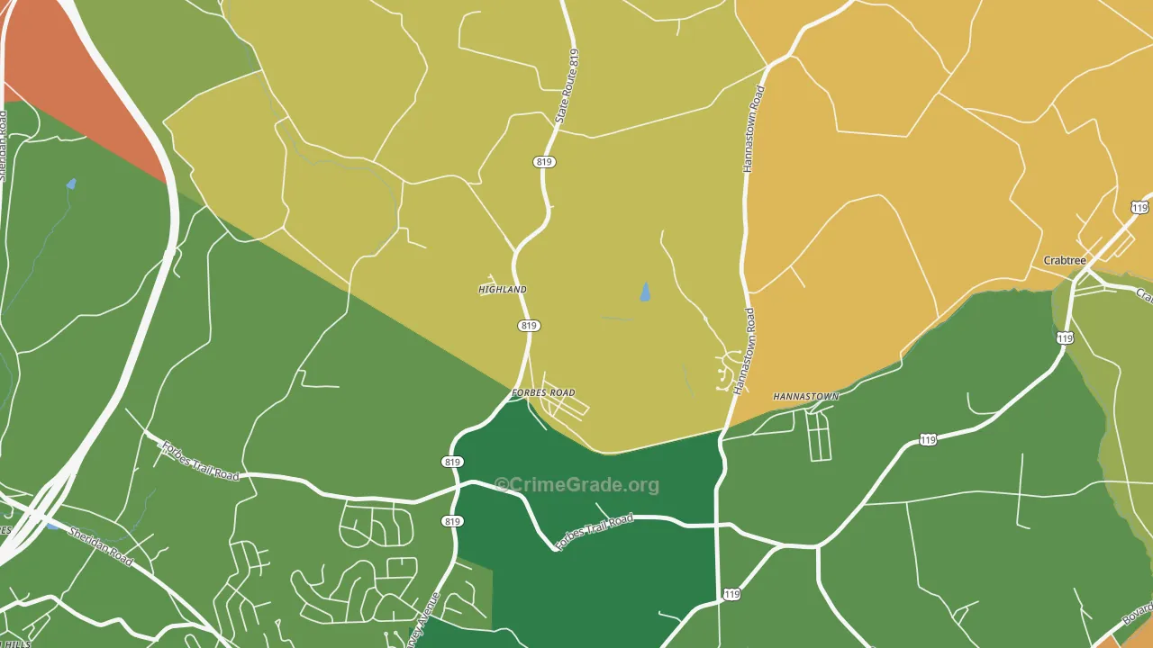 Forbes Road, PA Map of Burglary Rates
