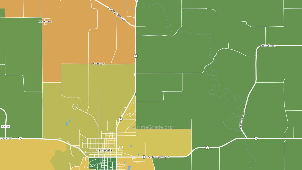 Forbush, IA Map of Burglary Rates