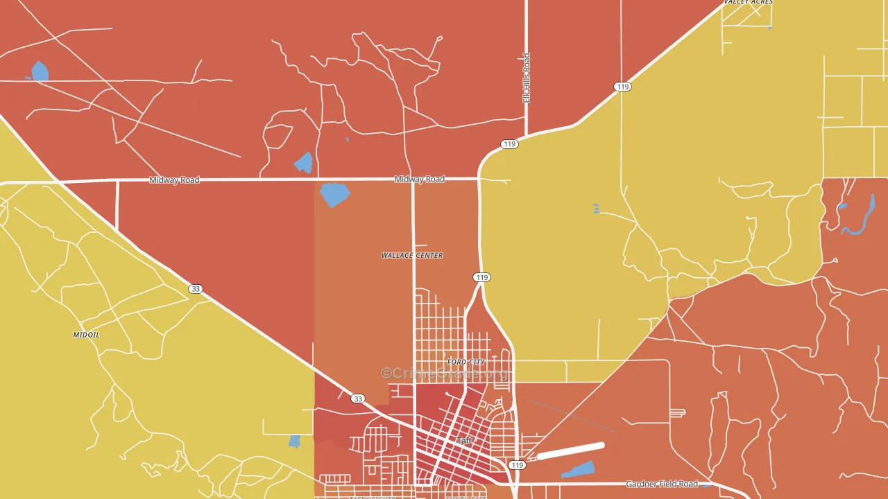 Ford City, CA Map of Burglary Rates