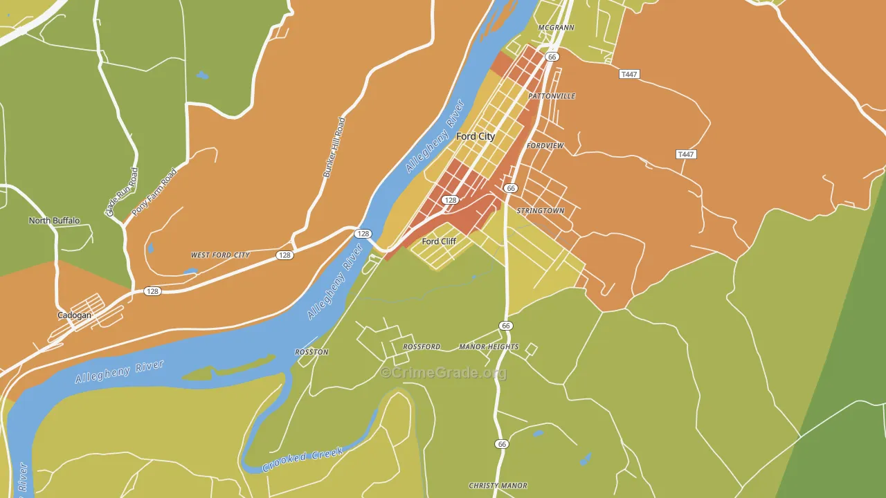 Ford Cliff, PA Map of Burglary Rates