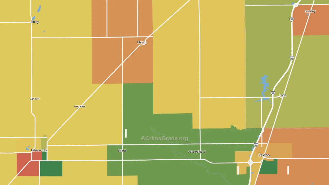 Ford County, IL Map of Burglary Rates