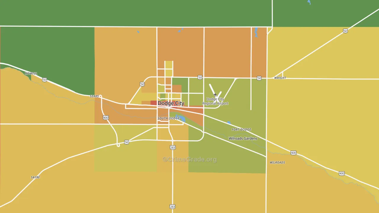 Ford County, KS Map of Burglary Rates