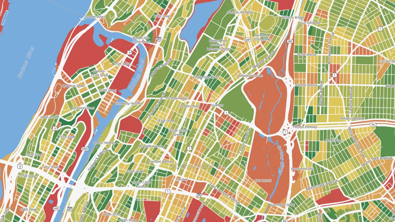 Fordham, Bronx, NY Map of Burglary Rates
