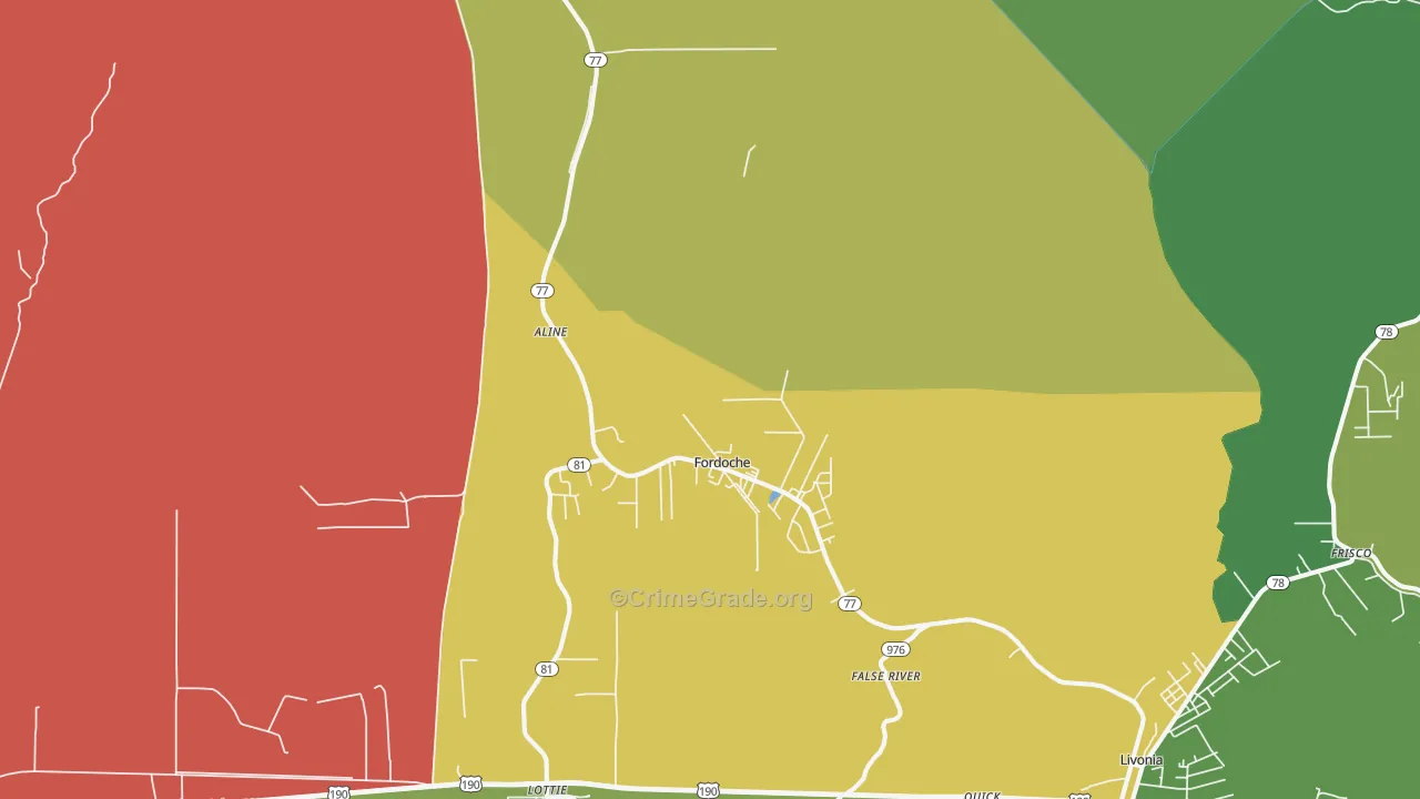 Fordoche, LA Map of Burglary Rates