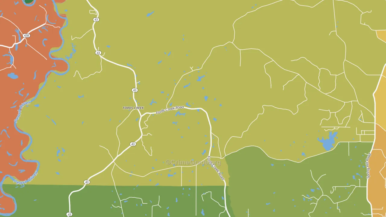 Fords Creek, MS Map of Burglary Rates